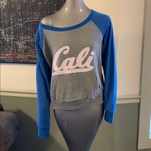 Green Sleeved Los Angeles Cali Crop Sweatshirt